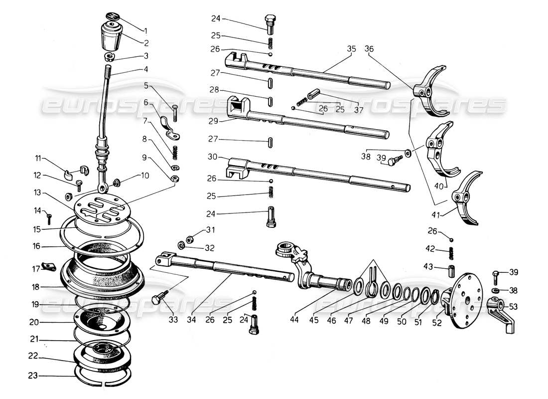 lamborghini countach 5000 qv (1985) gear shift lever part diagram