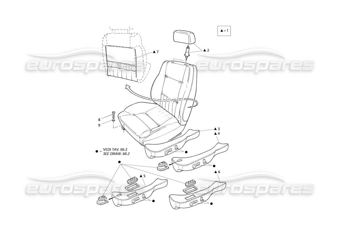 maserati qtp v8 evoluzione front seat parts diagram