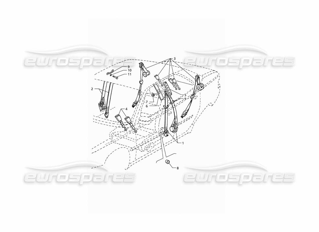 maserati qtp v6 (1996) seat belts part diagram