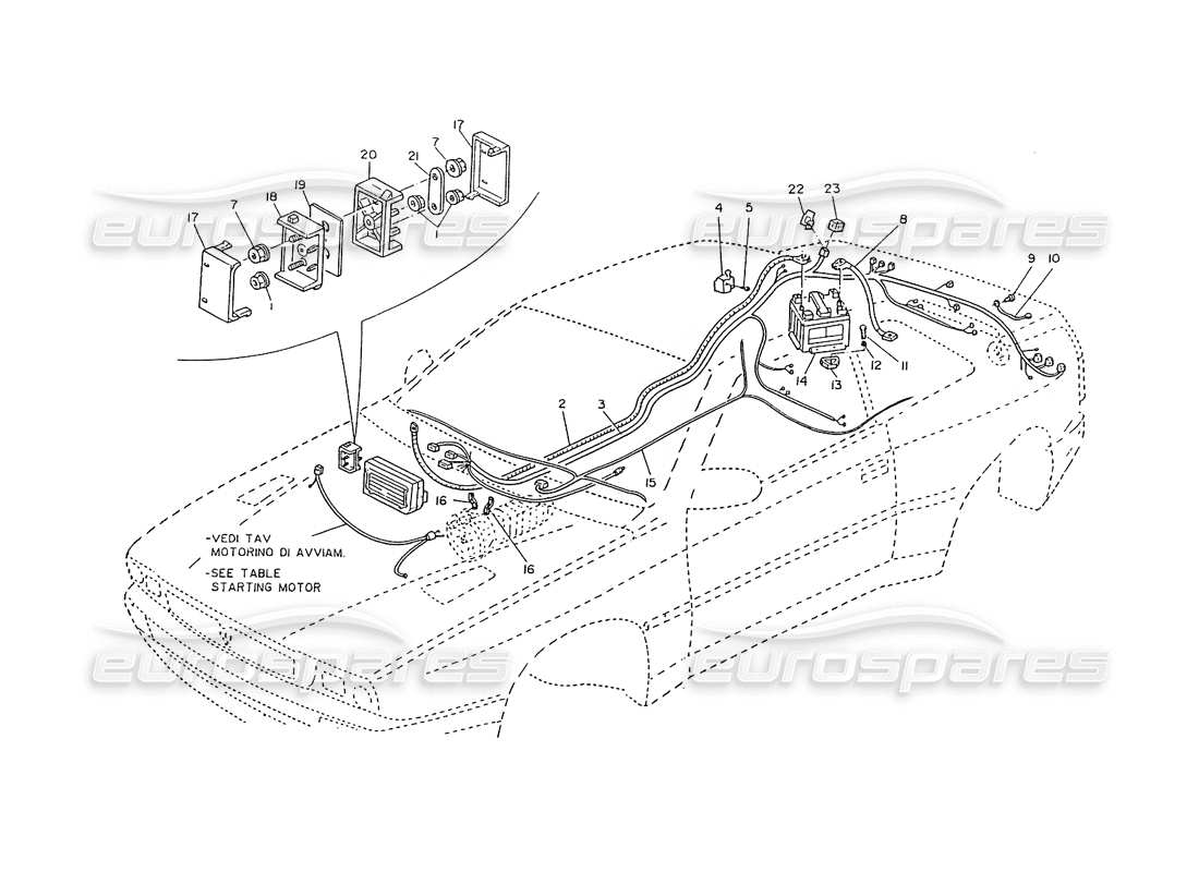 maserati ghibli 2.8 (non abs) battery power supply wiring parts diagram