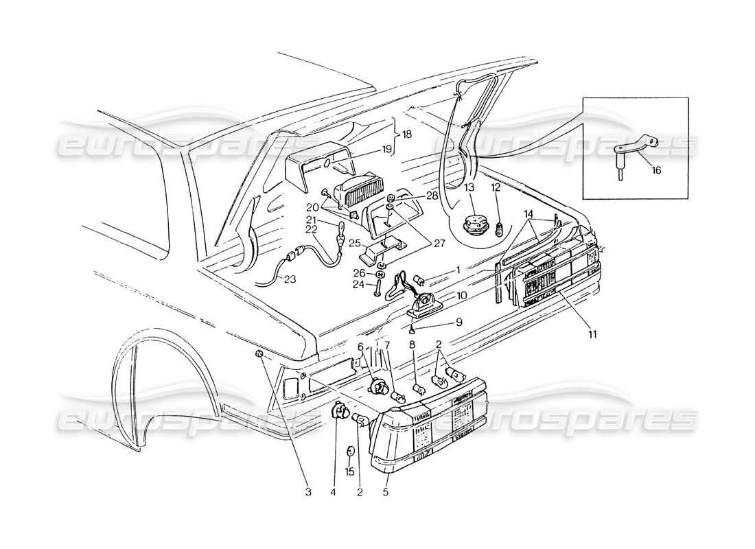 maserati 418 / 4.24v / 430 tail lights parts diagram