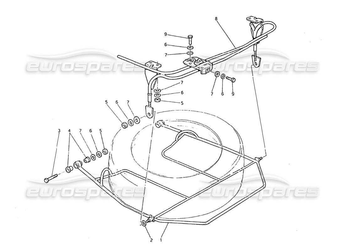 maserati biturbo 2.5 (1984) spare wheel lifting device part diagram