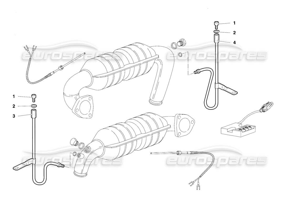 lamborghini diablo vt (1994) exhaust system (valid for switzerland version - april 1994) part diagram