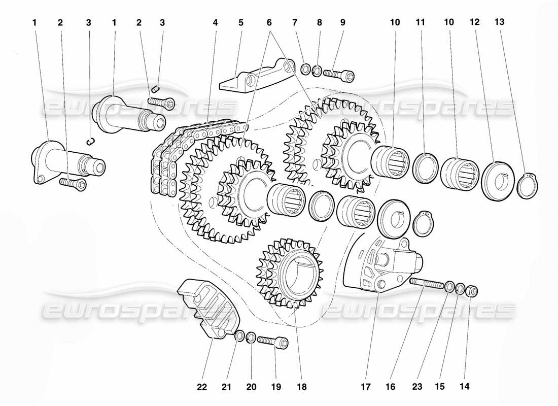 lamborghini diablo vt (1994) timing system parts diagram