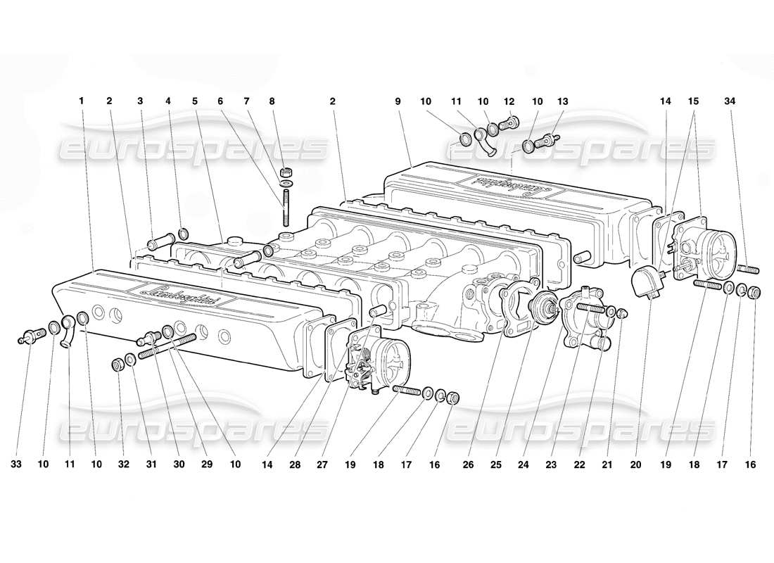 lamborghini diablo vt (1994) intake manifold parts diagram