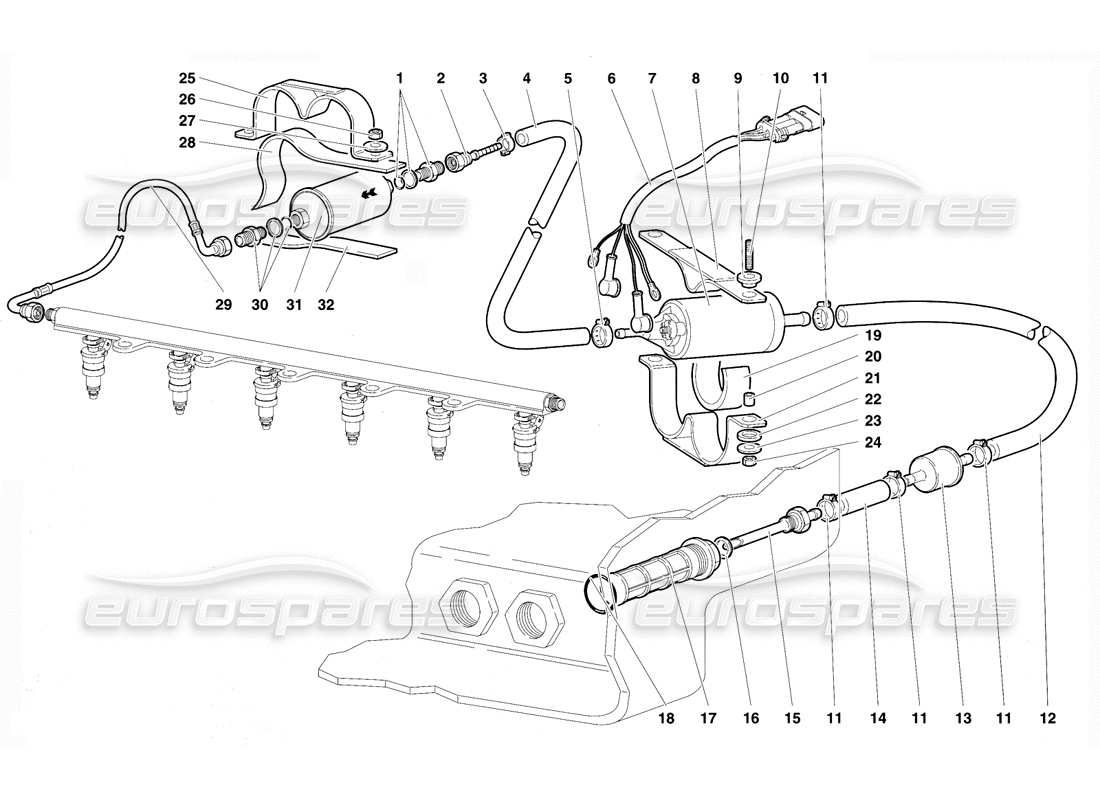lamborghini diablo vt (1994) fuel system parts diagram