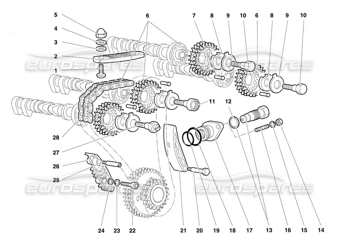 lamborghini diablo vt (1994) timing system parts diagram
