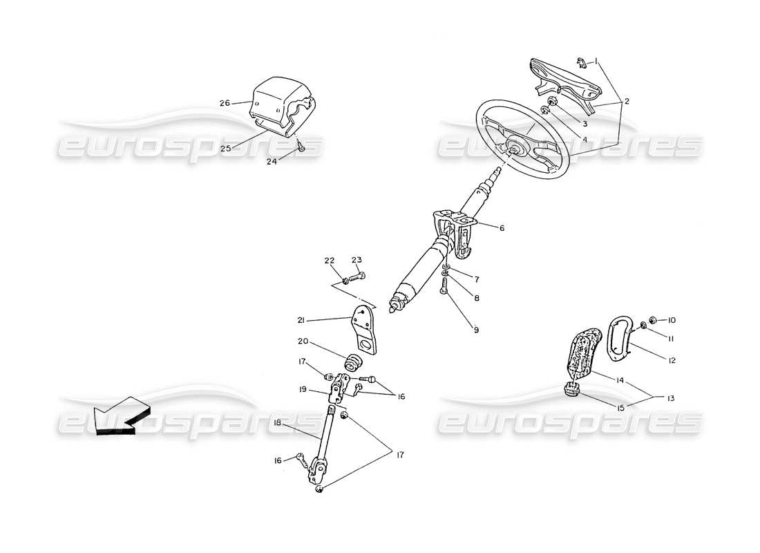 maserati ghibli 2.8 (non abs) steering column and steering wheel parts diagram