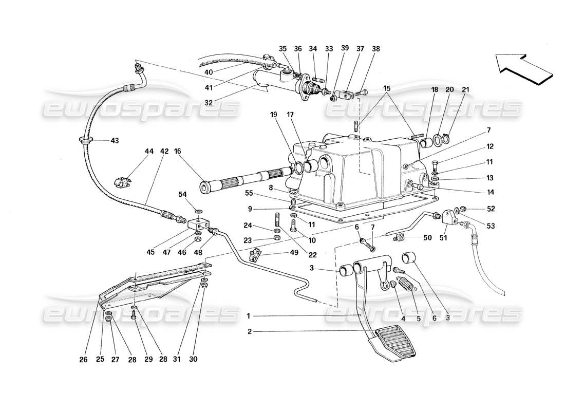 ferrari 348 (1993) tb / ts clutch release control part diagram