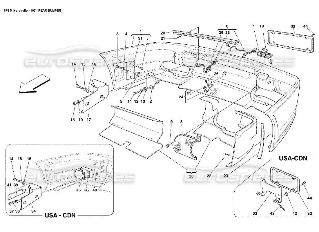 ferrari 575m maranello rear bumper part diagram