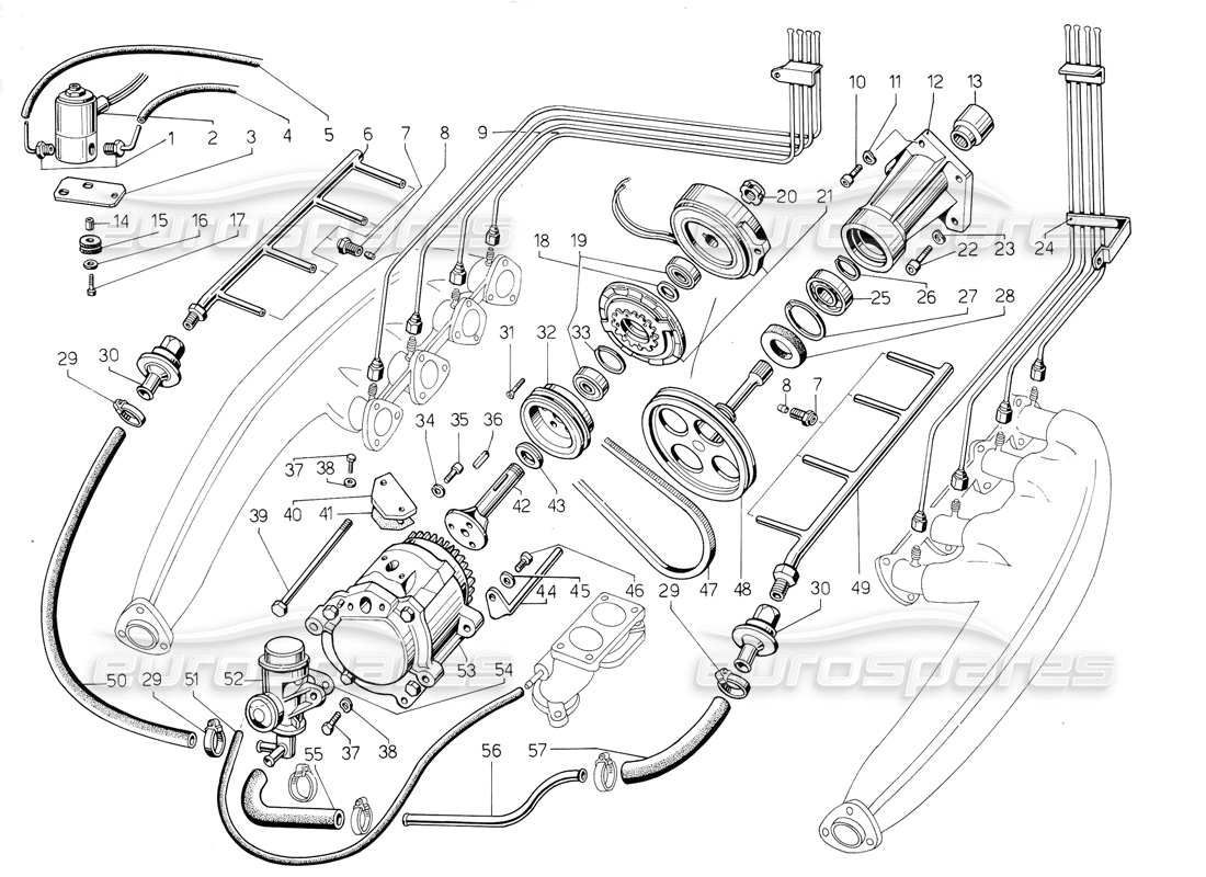 lamborghini jalpa 3.5 (1984) air pollution system parts diagram