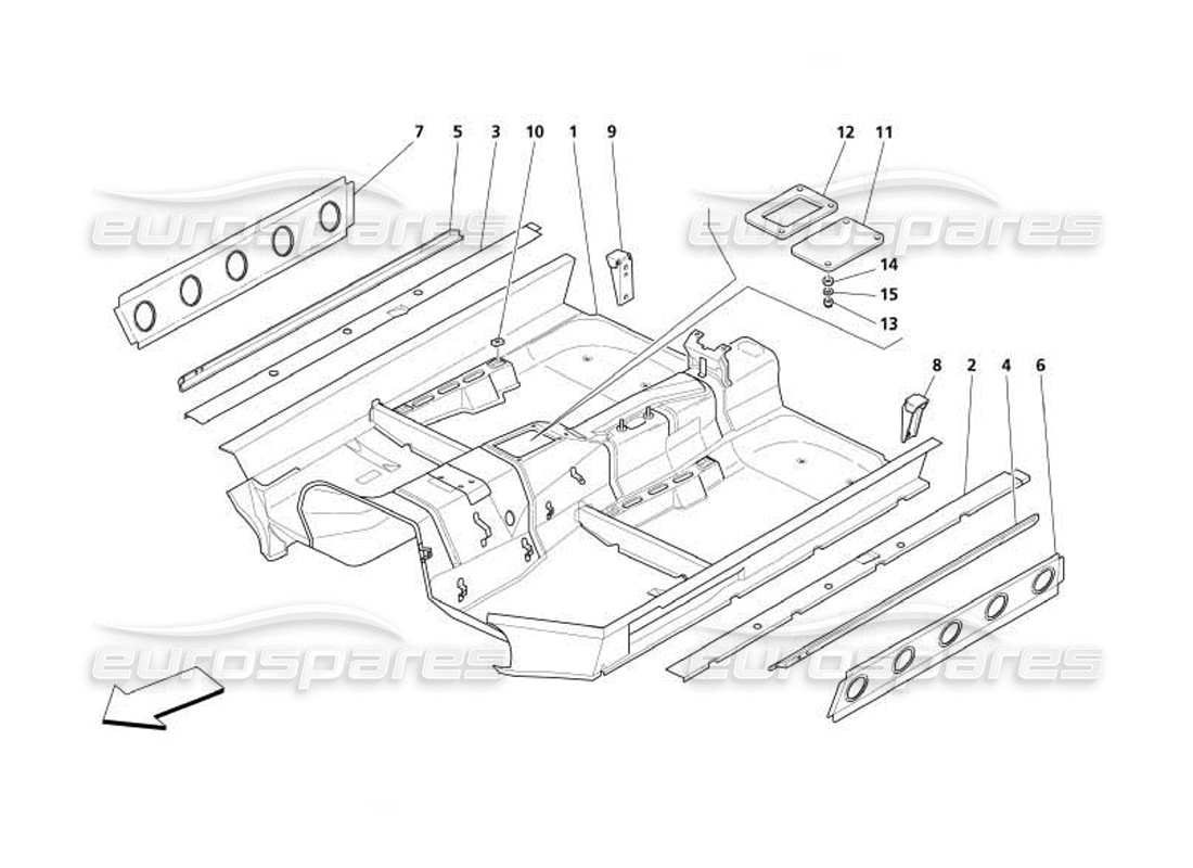 maserati 4200 coupe (2005) central structure parts diagram