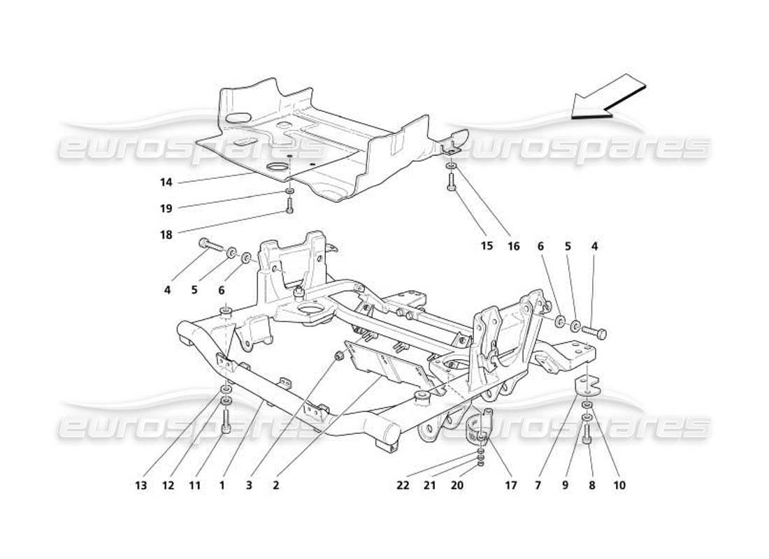 maserati 4200 coupe (2005) front under frame and undermotor shields parts diagram