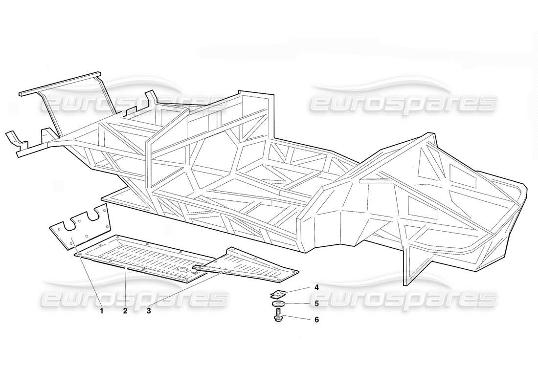 lamborghini diablo vt (1994) frame elements (valid for switzerland version - april 1994) parts diagram