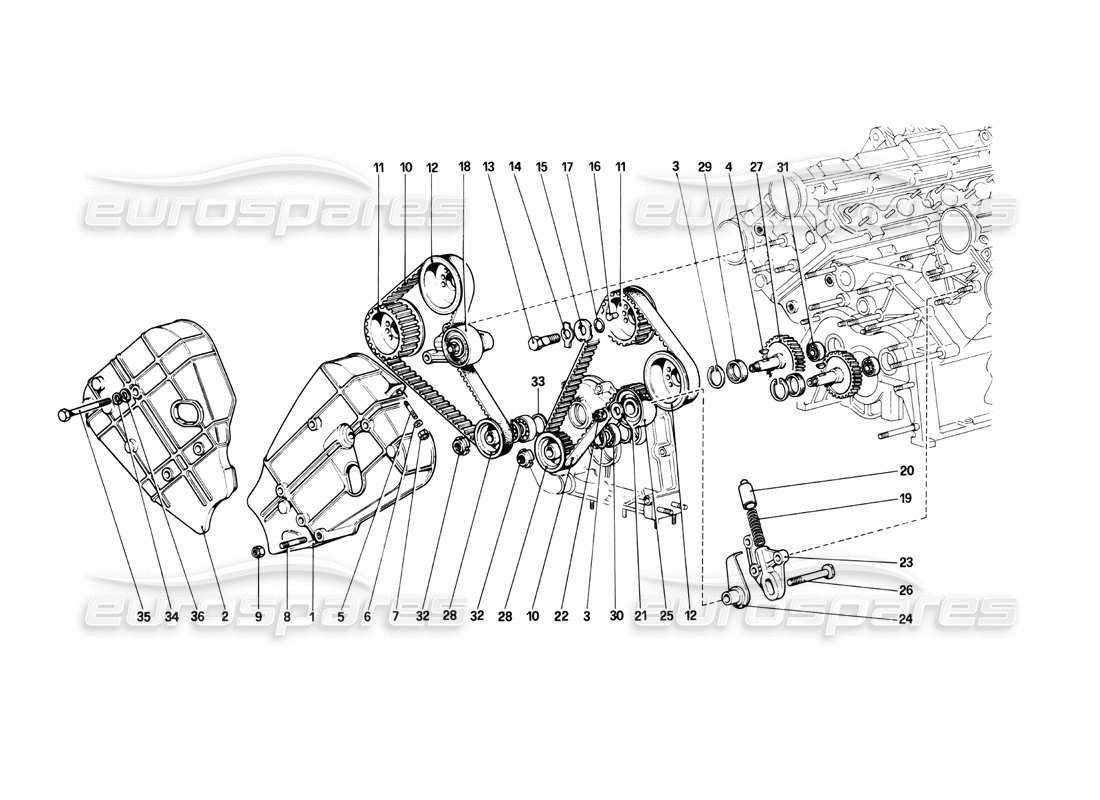 ferrari 208 turbo (1982) timing system - controls part diagram