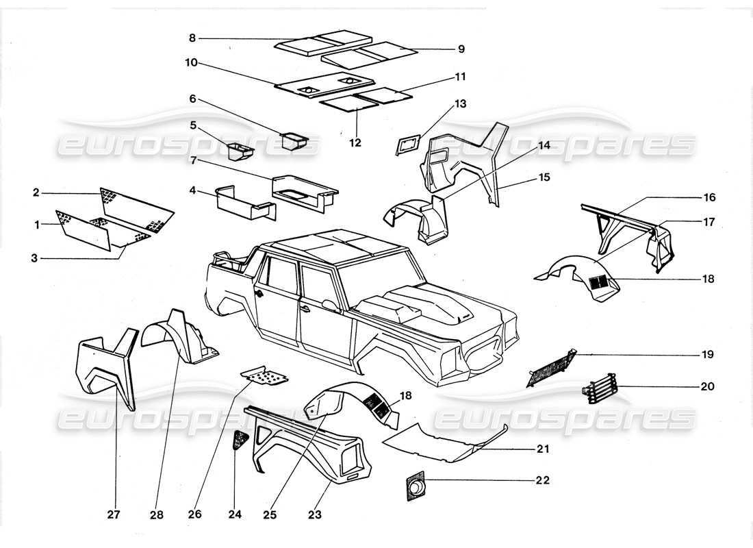 lamborghini lm002 (1988) external components part diagram