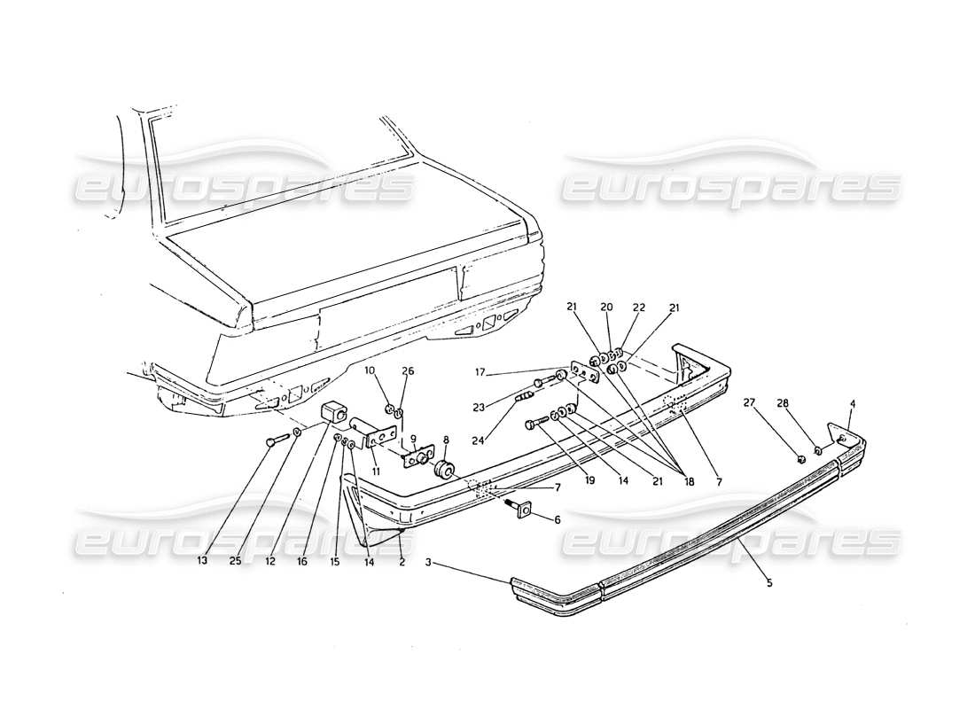 maserati biturbo 2.5 (1984) rear bumper parts diagram