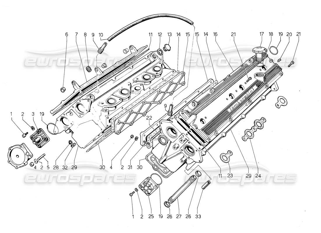 lamborghini jalpa 3.5 (1984) cilinder heads parts diagram