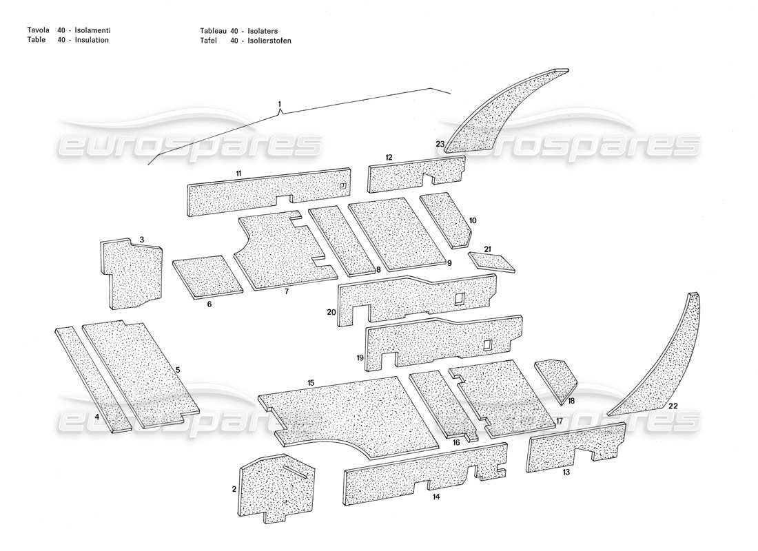 maserati merak 3.0 insulation parts diagram