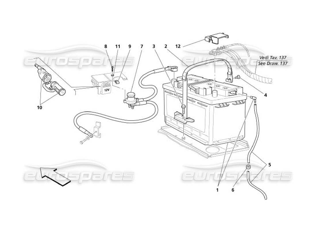 maserati 4200 spyder (2005) battery part diagram