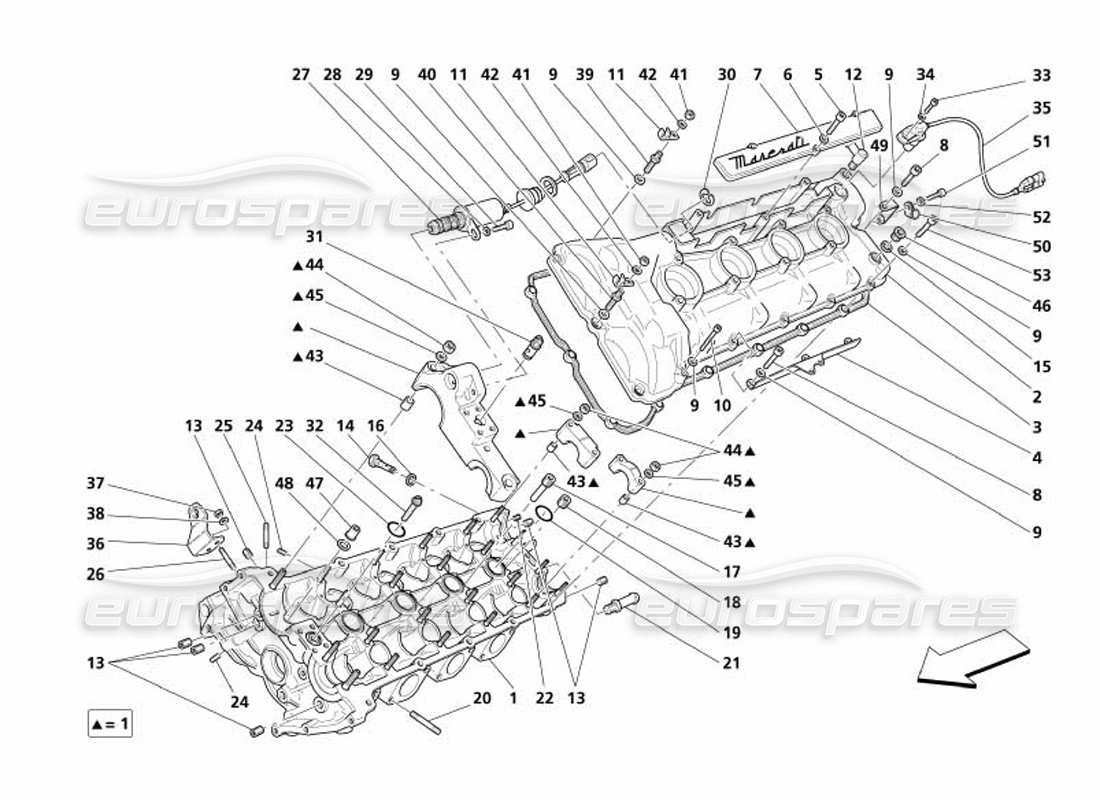 maserati 4200 spyder (2005) lh cylinder head part diagram