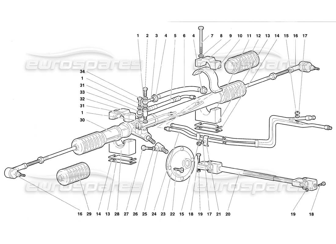 lamborghini diablo vt (1994) steering parts diagram