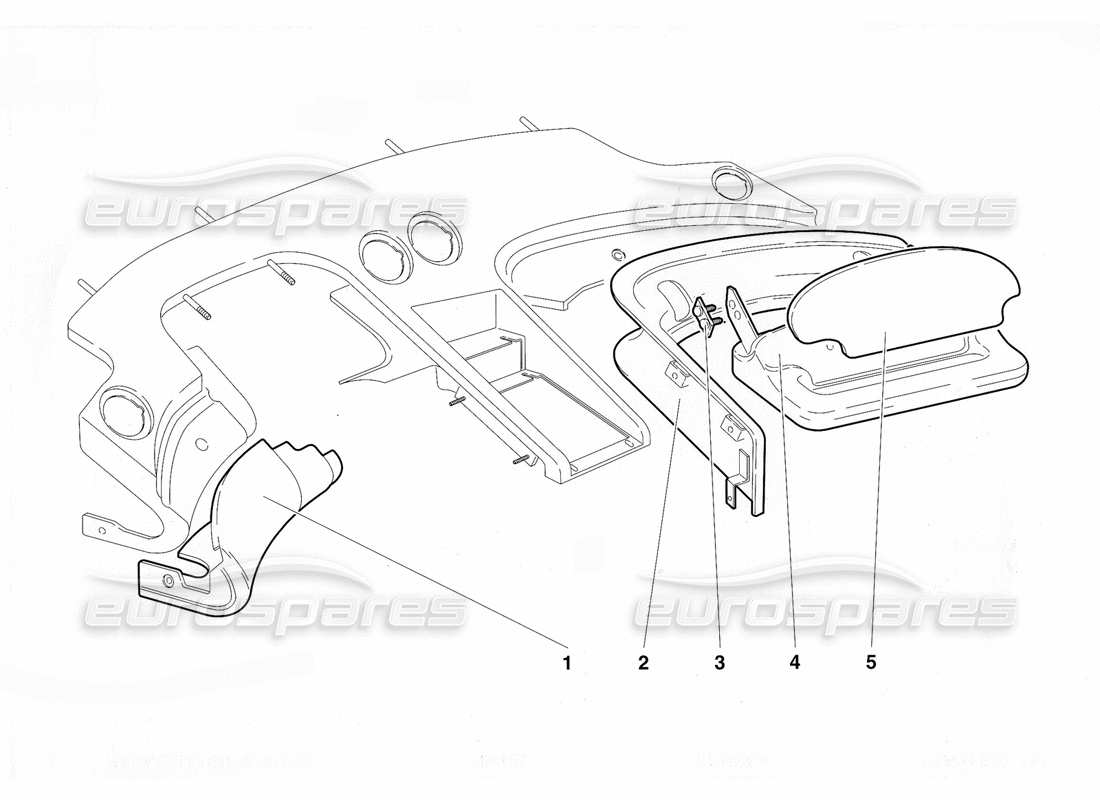 lamborghini diablo vt (1994) passenger compartment trim (valid for usa version - april 1994) part diagram