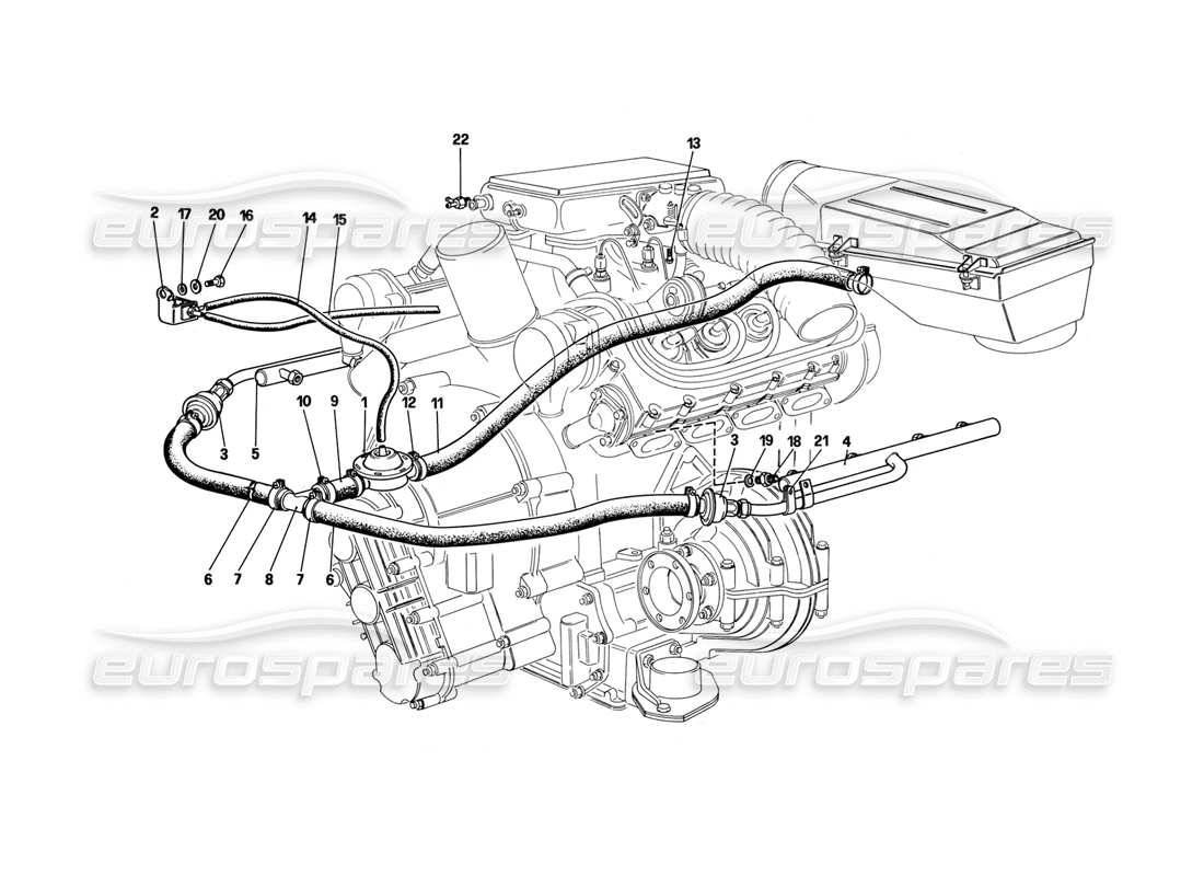 ferrari mondial 3.2 qv (1987) air injection (for us version) parts diagram