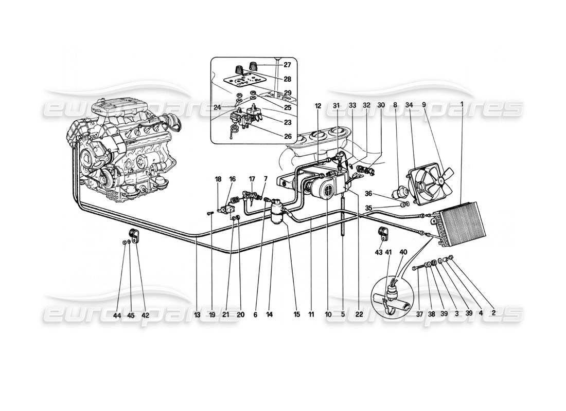 ferrari 208 turbo (1982) air conditioning system parts diagram