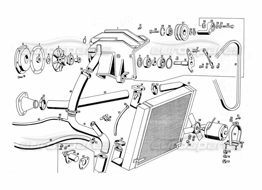 maserati indy 4.2 engine cooling parts diagram