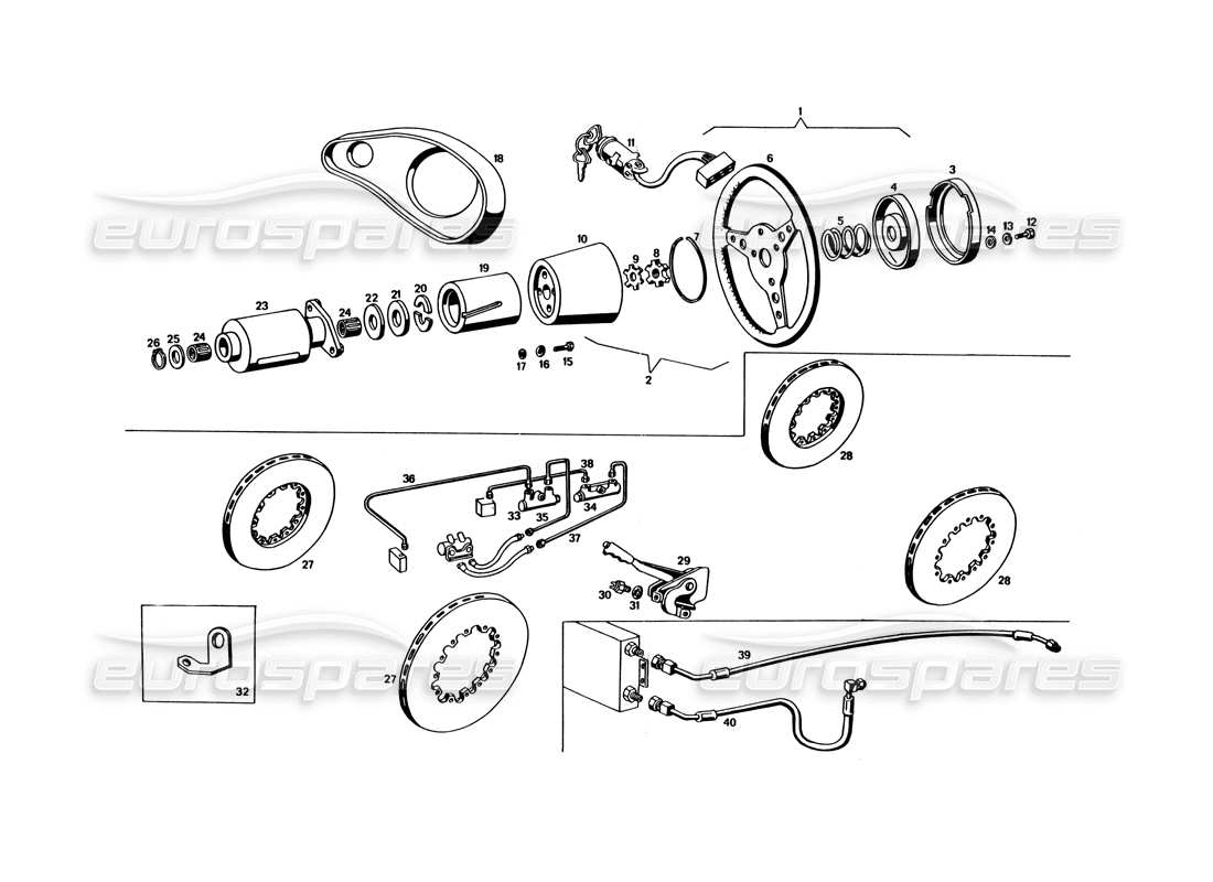 maserati bora (usa variants) steering and bracket piping parts diagram