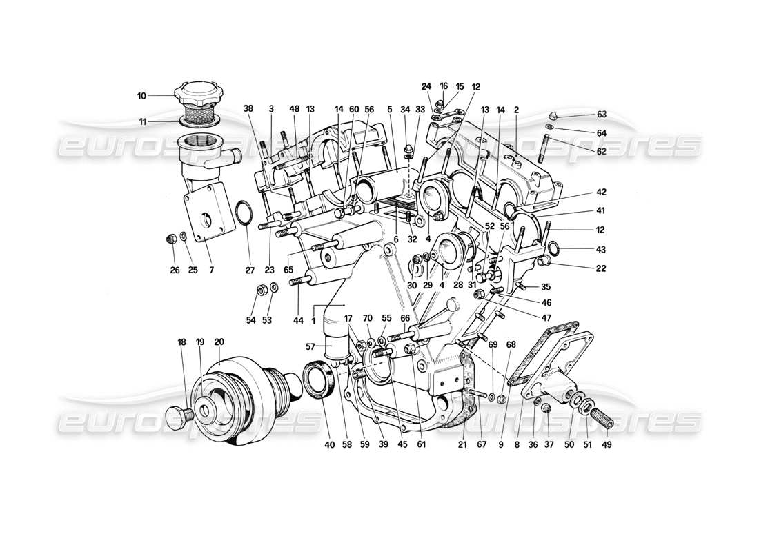 ferrari 412 (mechanical) timing system - housing and covers part diagram