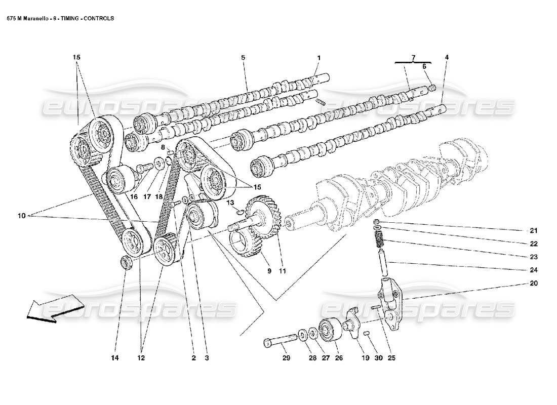 ferrari 575m maranello timing controls part diagram