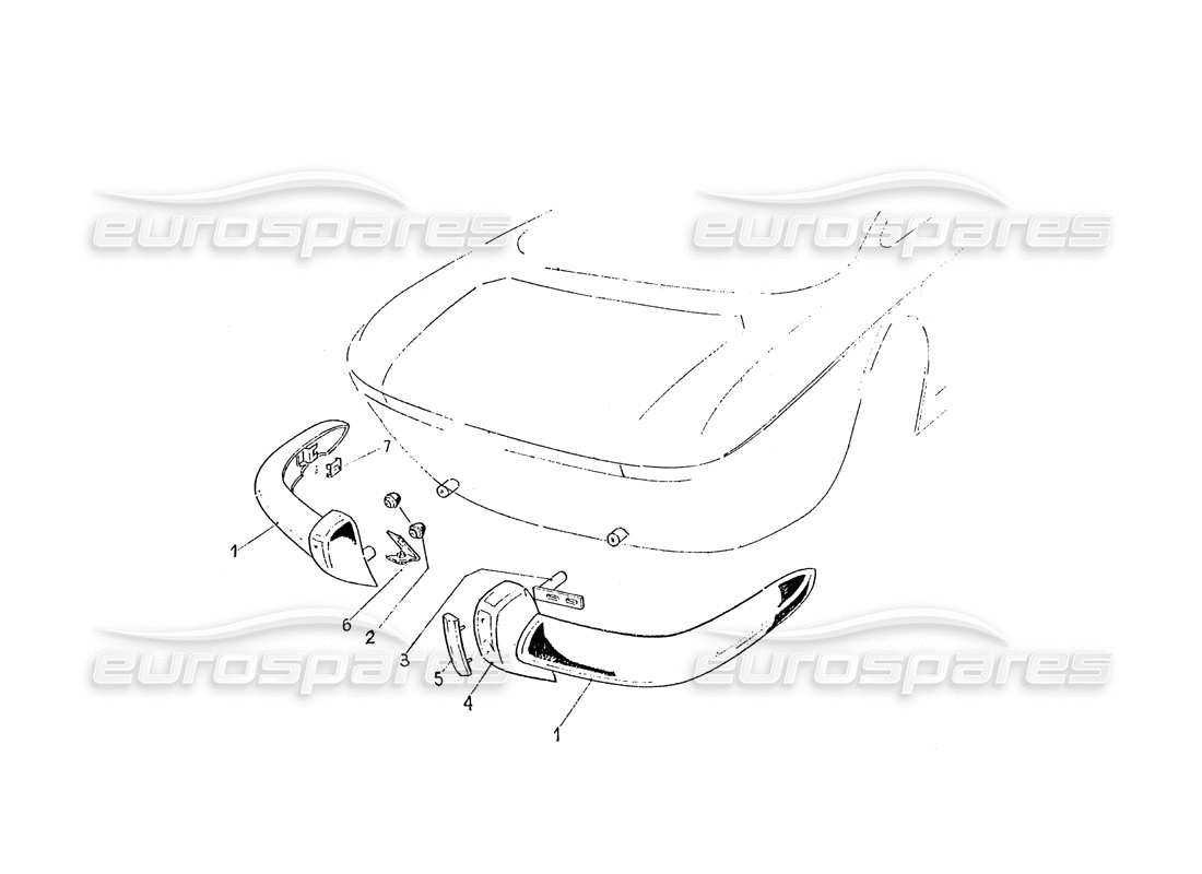 ferrari 330 gtc / 365 gtc (coachwork) rear bumpers part diagram