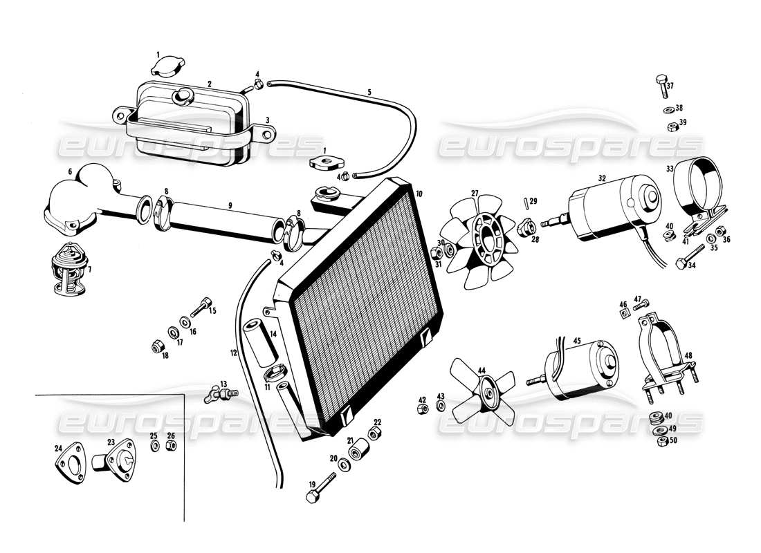 maserati ghibli 4.7 / 4.9 radiator and fan parts diagram