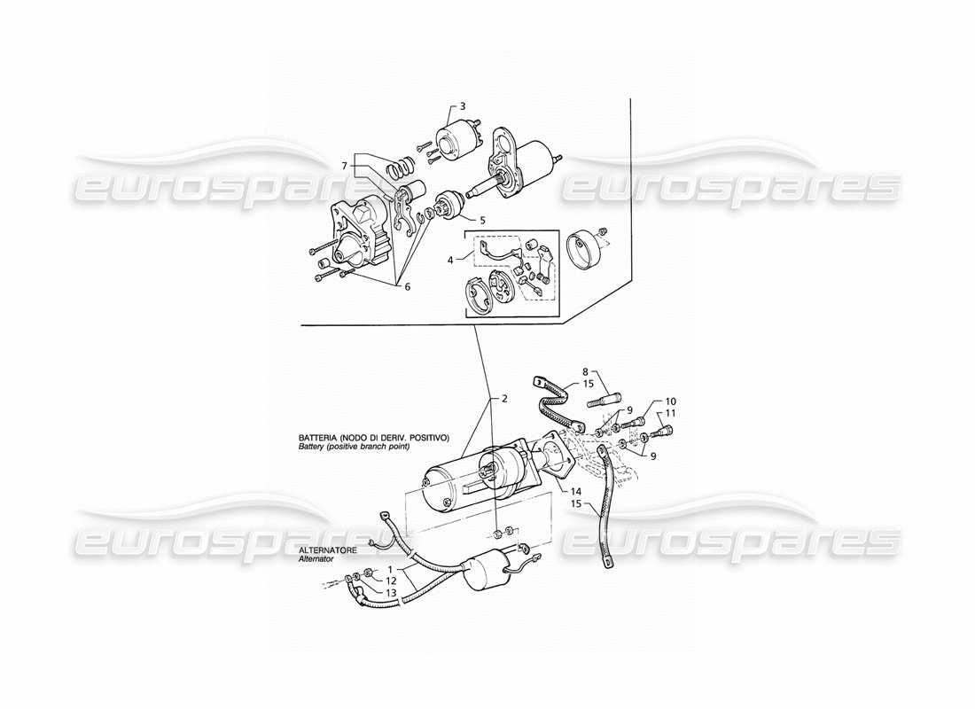 maserati qtp v8 (1998) starting motor parts diagram