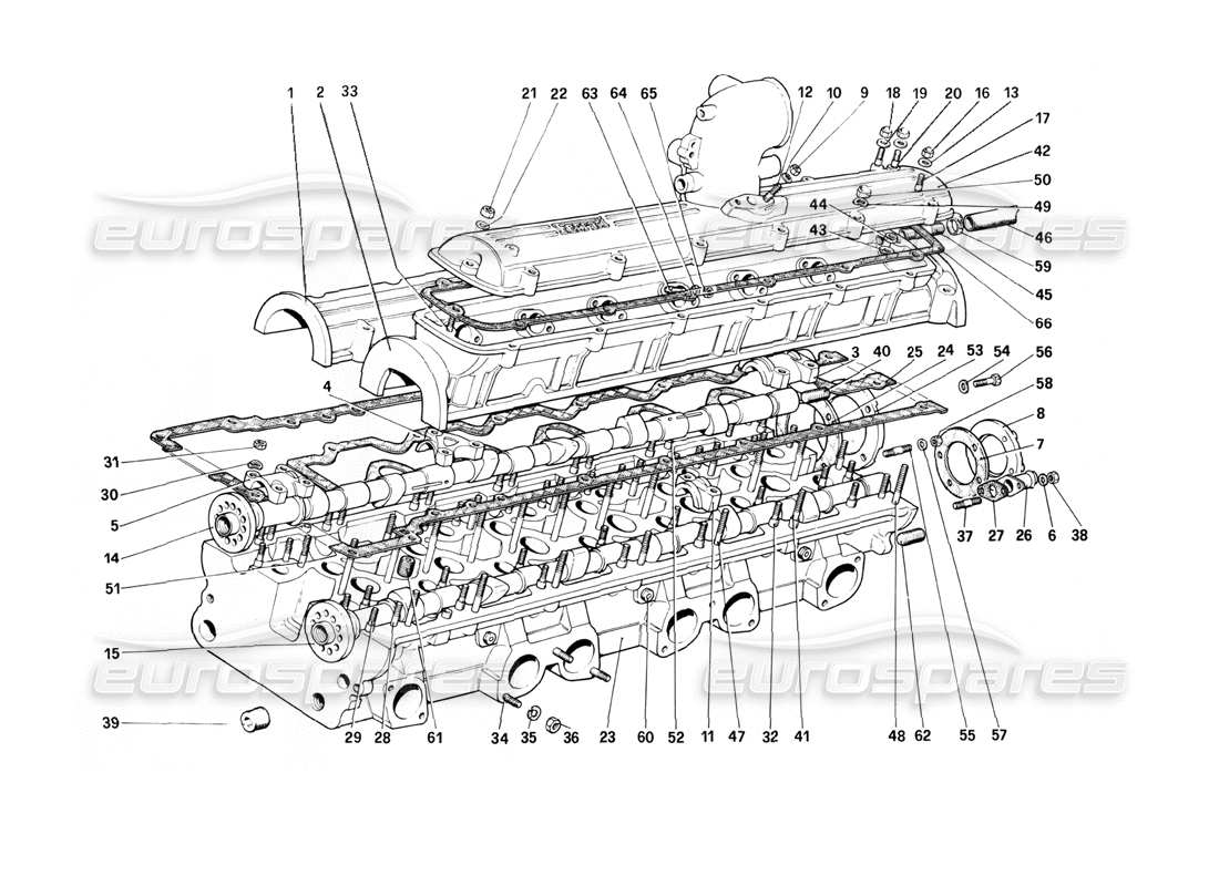 ferrari 400i (1983 mechanical) cylinder head (left) parts diagram