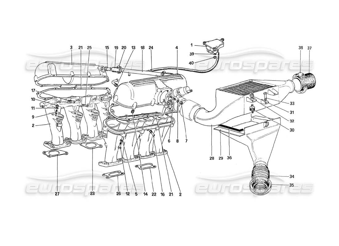 ferrari 288 gto exhaust manifolds and heat exchangers parts diagram