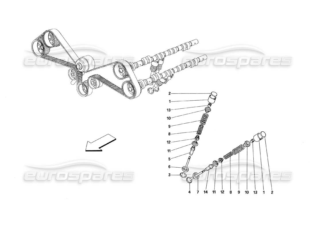 ferrari 348 (1993) tb / ts timing - tappets part diagram