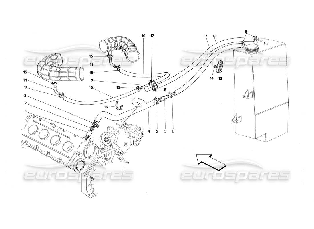 ferrari 348 (1993) tb / ts blow - by system part diagram