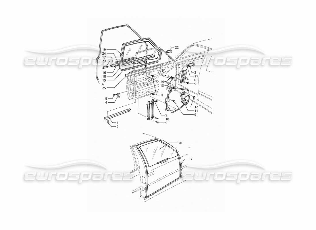 maserati ghibli 2.8 (abs) doors: windows and regulators parts diagram