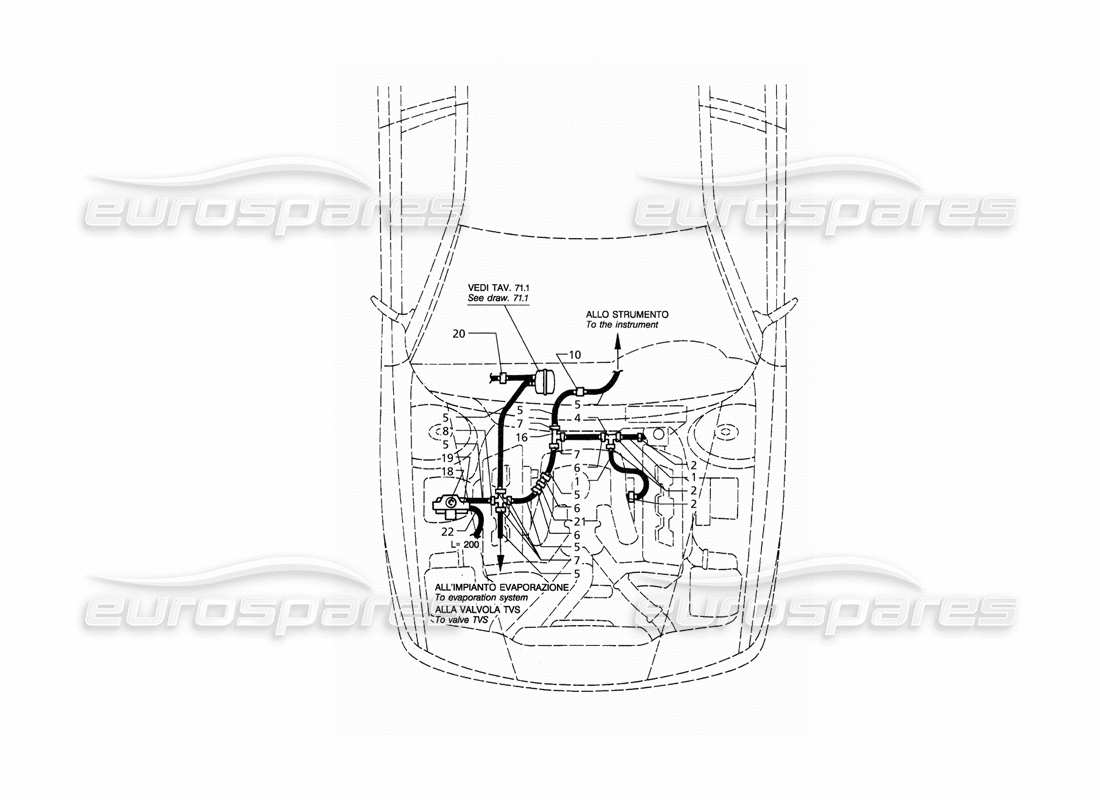 maserati qtp. 3.2 v8 (1999) vacuum system (lh drive) parts diagram