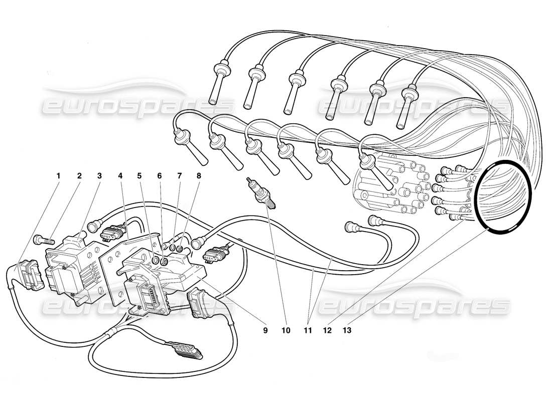 lamborghini diablo vt (1994) electrical components parts diagram