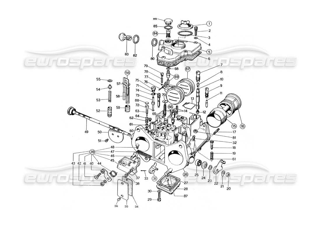 ferrari 400 gt (mechanical) webber carburettors (38 dcoe 110 - 111 - 110m - 111m) parts diagram