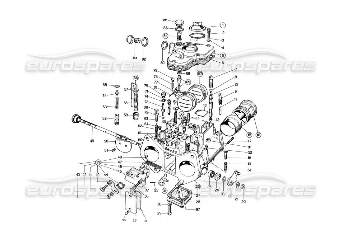 ferrari 400 gt (mechanical) webber carburettors (38 dcoe 110 - 111 - 110m - 111m) part diagram