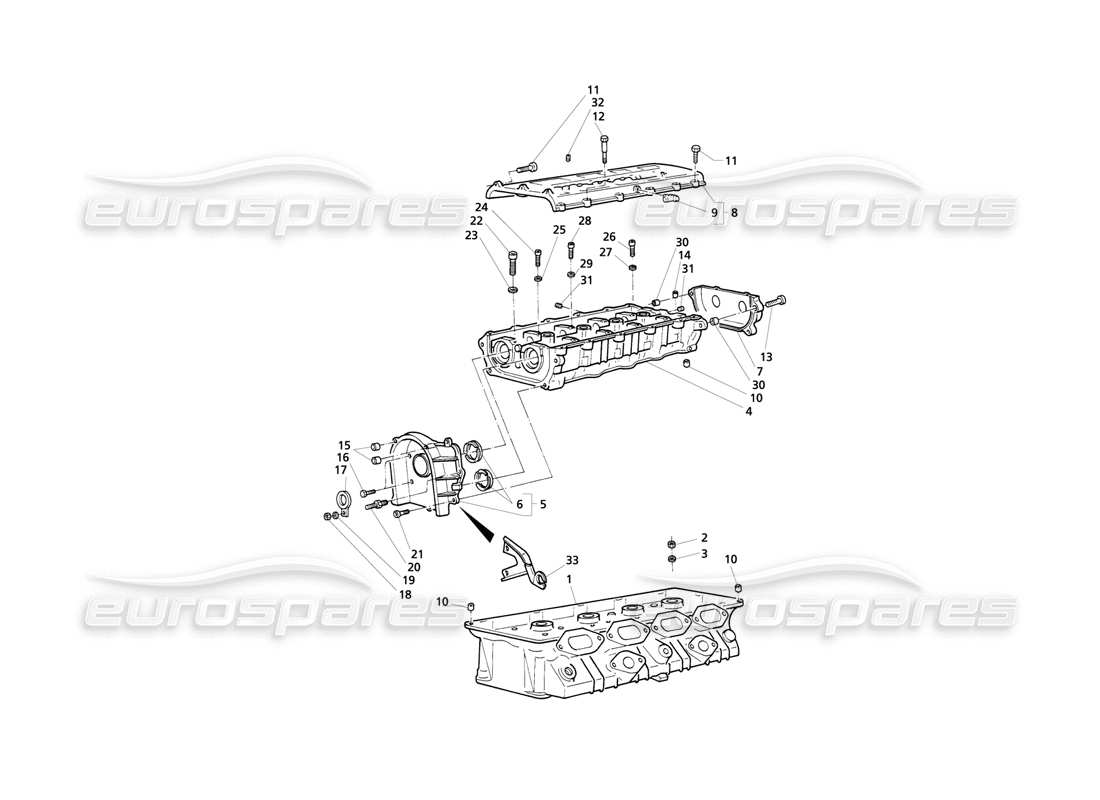 maserati qtp v8 evoluzione cylinders heads, rh frame part diagram