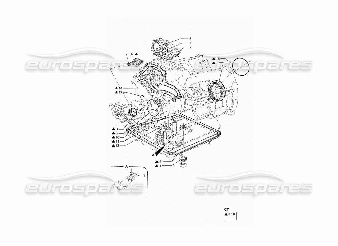 maserati qtp v6 (1996) gaskets and oil seals for block overhaul part diagram