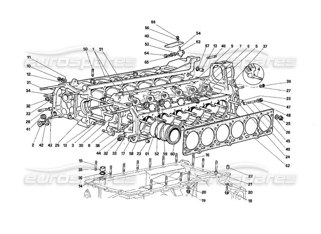 ferrari testarossa (1987) crankcase parts diagram