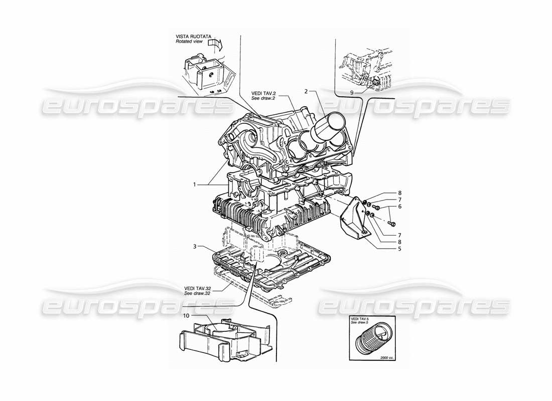 maserati qtp v6 (1996) engine block and oil sump part diagram