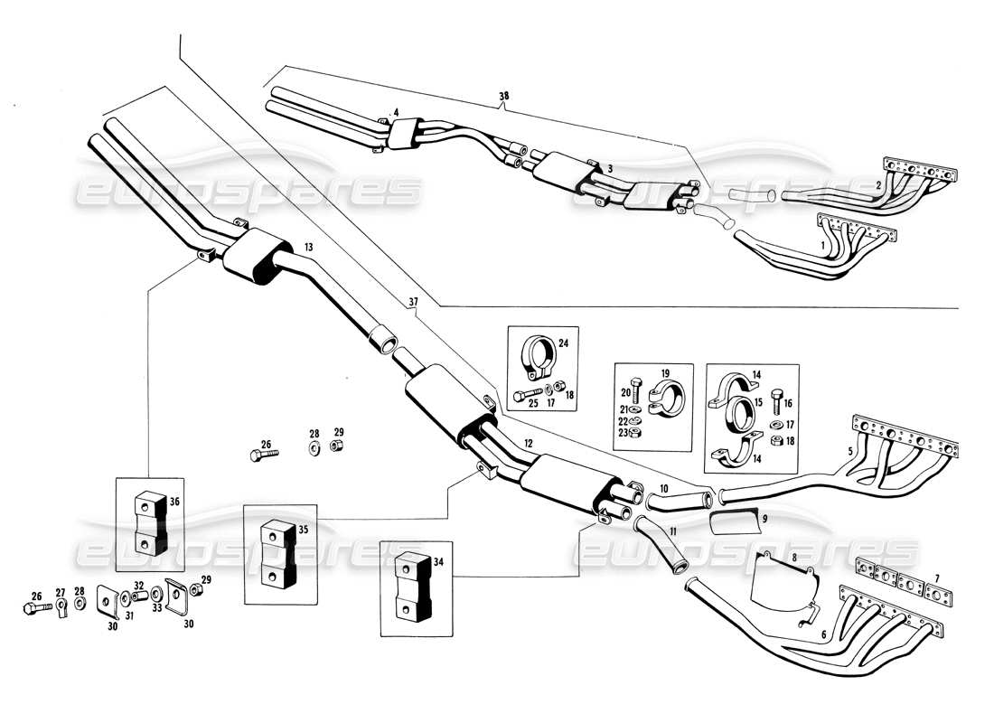 maserati ghibli 4.7 / 4.9 exhaust pipes part diagram